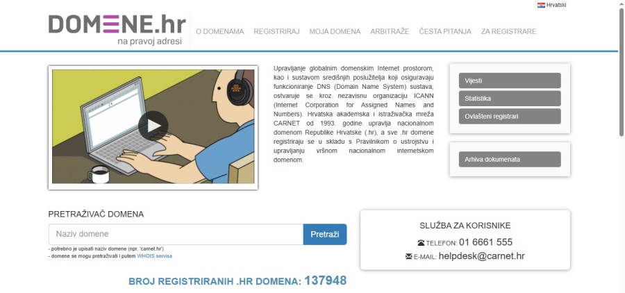 Provjera dostupnosti besplatne .hr domene